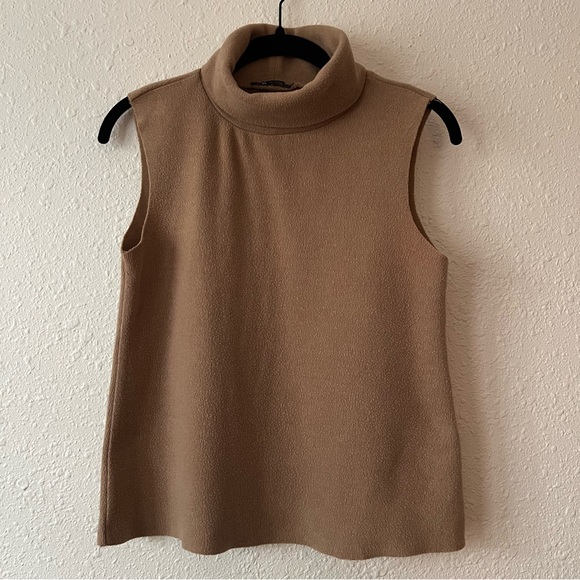 Zara Sweaters - Zara Sleeveless Mock Neck Sweater Size Small Brown
